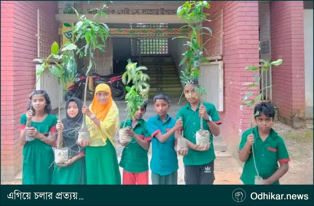 ধনবাড়ী মমিনপুর সরকারি প্রাথমিক বিদ্যালয়ে ‘ওয়ান চাইল্ড, ওয়ান ট্রি’ প্রতিপাদ্যে বর্ণাঢ্য বৃক্ষরোপণ কর্মসূচি অনুষ্ঠিত
